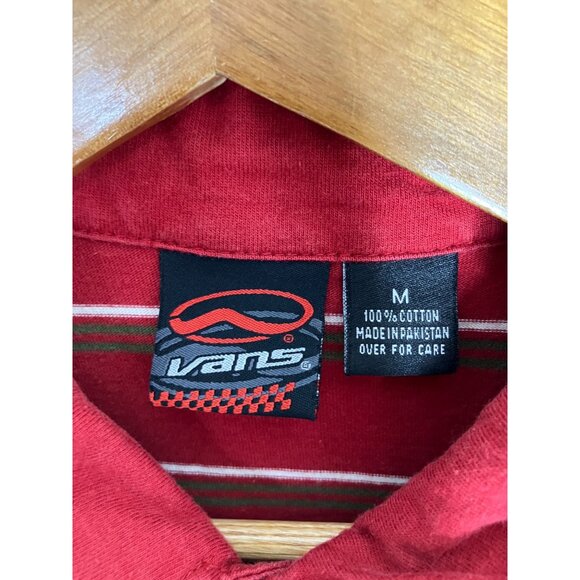 Vintage 90's Y2K Vans Red Striped Polo Shirt Mens Medium - Picture 5 of 9